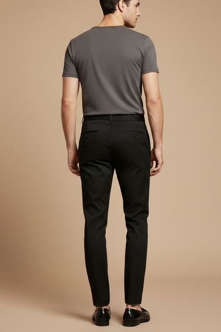 Pantalon Chino Noir Slim Élégant Confortable Homme - Gabardine - vue 2