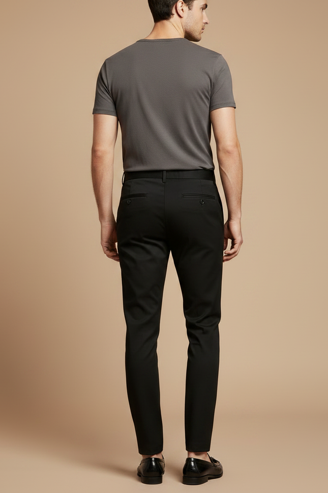 Pantalon Chino Noir Slim Élégant Confortable Homme - Gabardine - vue 2