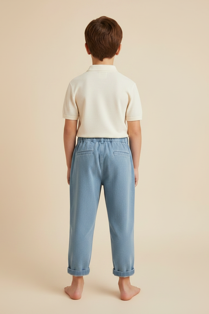 Pantalon Chino Bleu Ciel Coton Ample Enfant Décontracté - Jean - vue 2