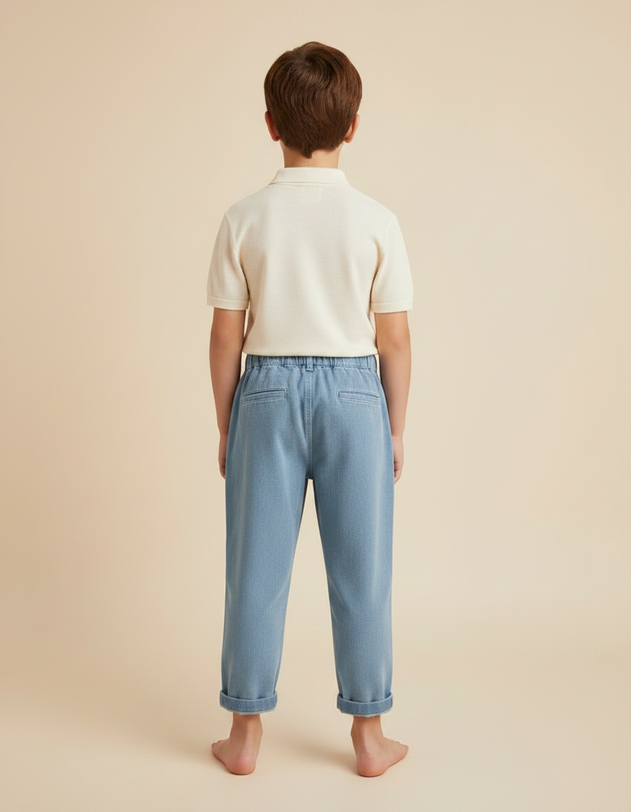 Pantalon Chino Bleu Ciel Coton Ample Enfant Décontracté - Jean - vue 2