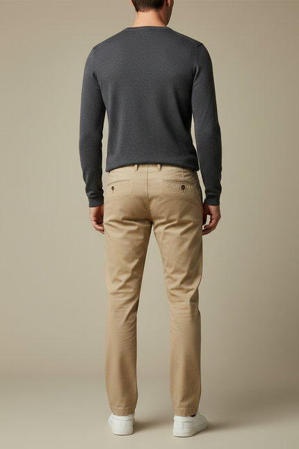 Pantalon Chino Elasthanne Homme - Beige Gabardine - vue 2