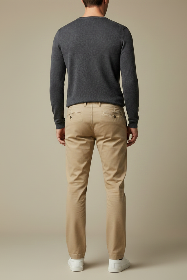 Pantalon Chino Elasthanne Homme - Beige Gabardine - vue 2