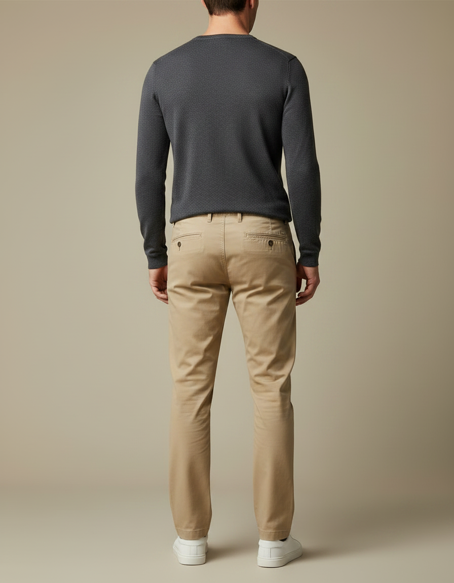 Pantalon Chino Elasthanne Homme - Beige Gabardine - vue 2
