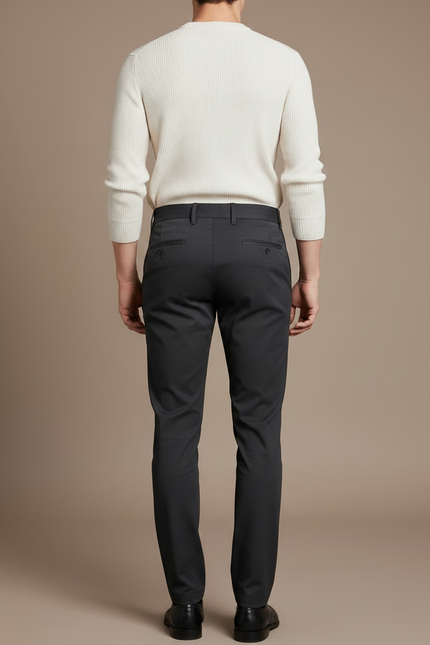 Pantalon Chino Homme Noir Slim Élastique Cheville Décontracté - Gabardine - vue 2