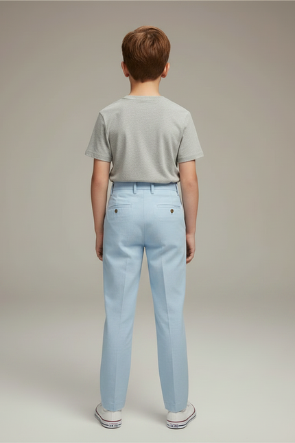 Pantalon Chino Bleu Ciel Plissé Coton Enfant - vue 2