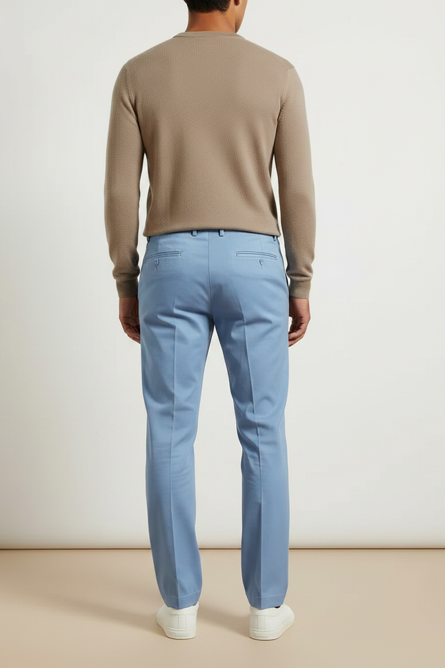 Pantalon Chino Bleu Clair Droit Décontracté Homme - Gabardine - vue 2