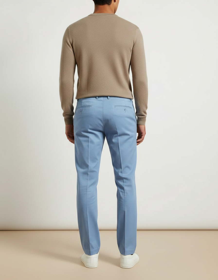 Pantalon Chino Bleu Clair Droit Décontracté Homme - Gabardine - vue 2
