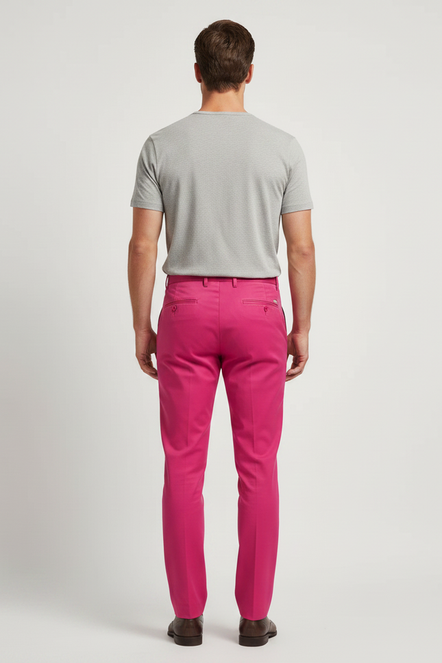 Pantalon Chino Fuchsia Slim Coton Homme Élégant - Rose - vue 2