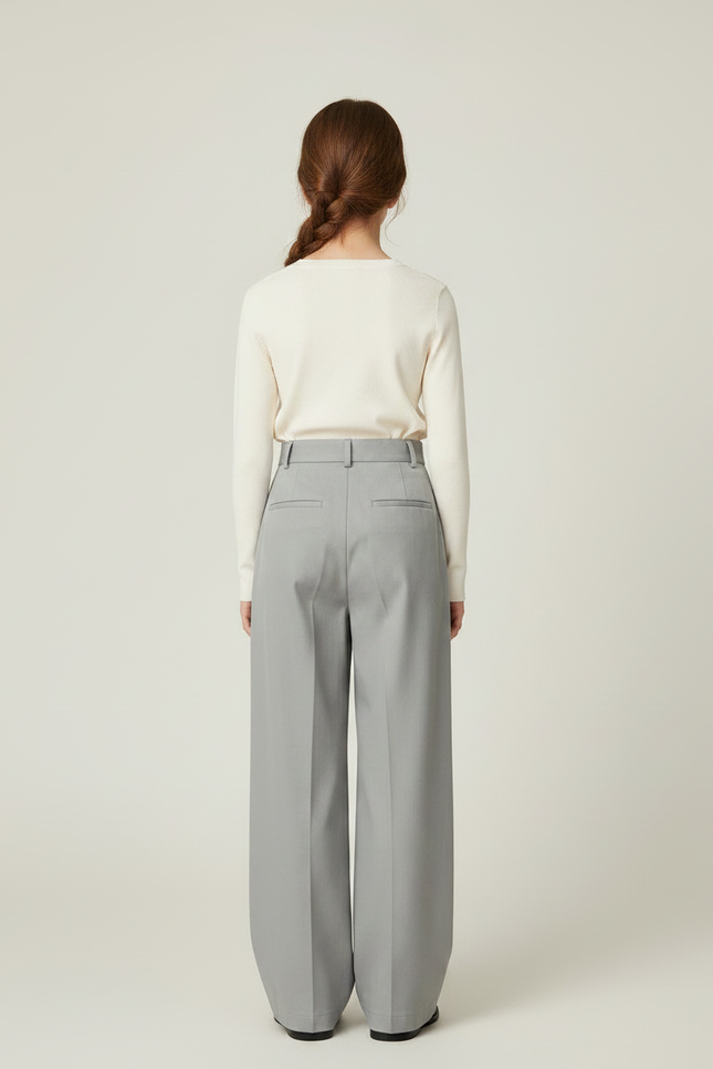 Pantalon Chino Gris Ample Plissé Décontracté Enfant - Gabardine - vue 2