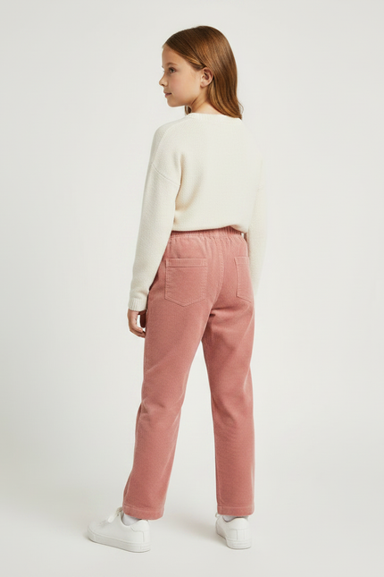 Pantalon Chino Rose Côtelé Droit Enfant Confortable - Cordé - vue 2