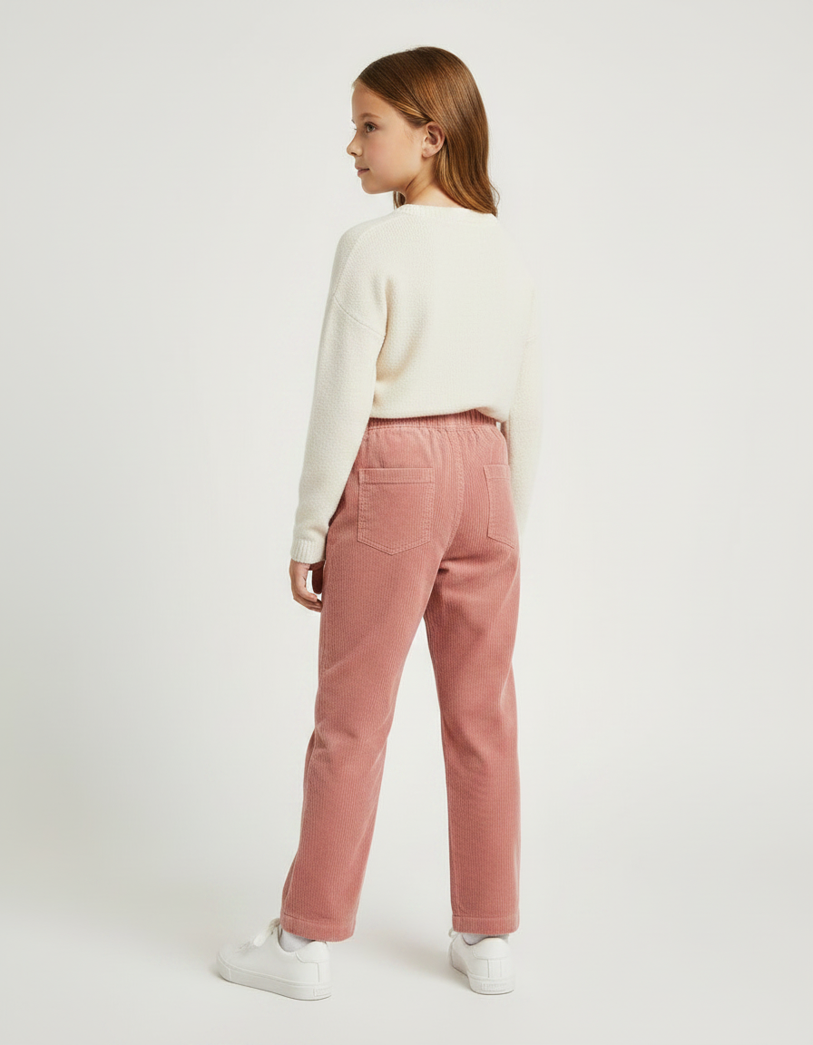 Pantalon Chino Rose Côtelé Droit Enfant Confortable - Cordé - vue 2