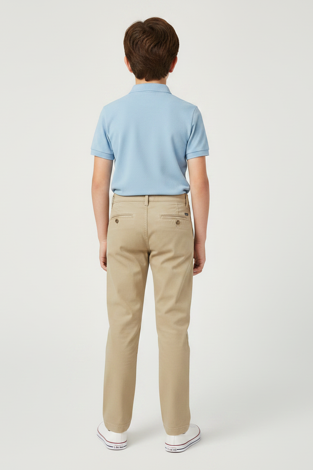 Pantalon Chino Enfant Beige Uni Décontracté Coton - vue 2