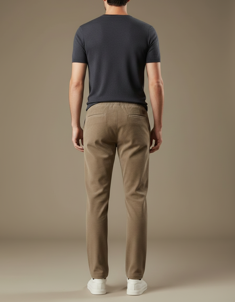 Pantalon Chino Beige Côtelé Droit Cordon Homme - Cordé - vue 2