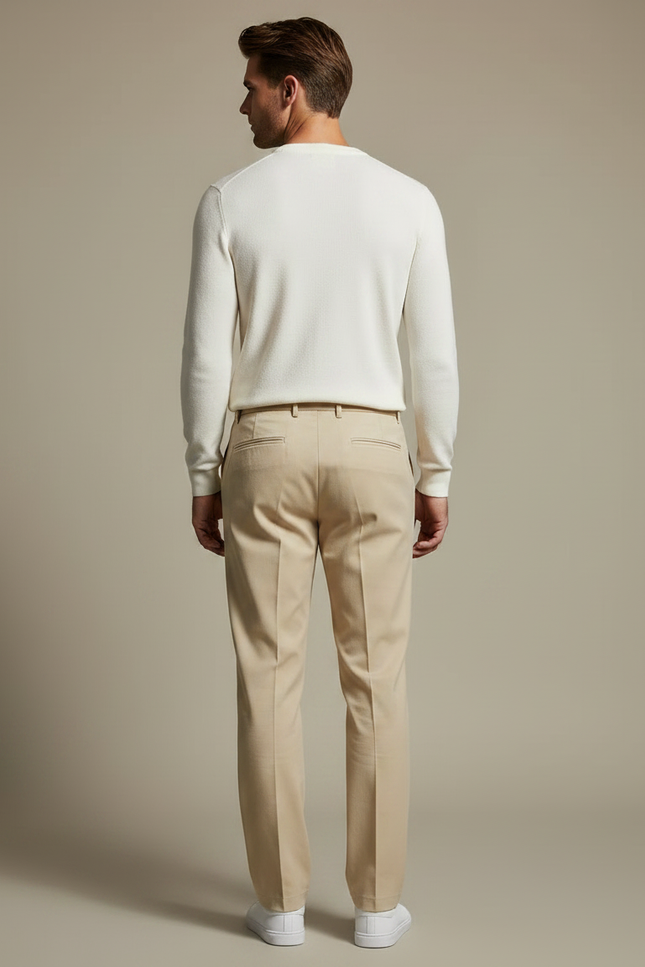 Pantalon Chino Beige Droit Décontracté Cordon Homme - Gabardine - vue 2