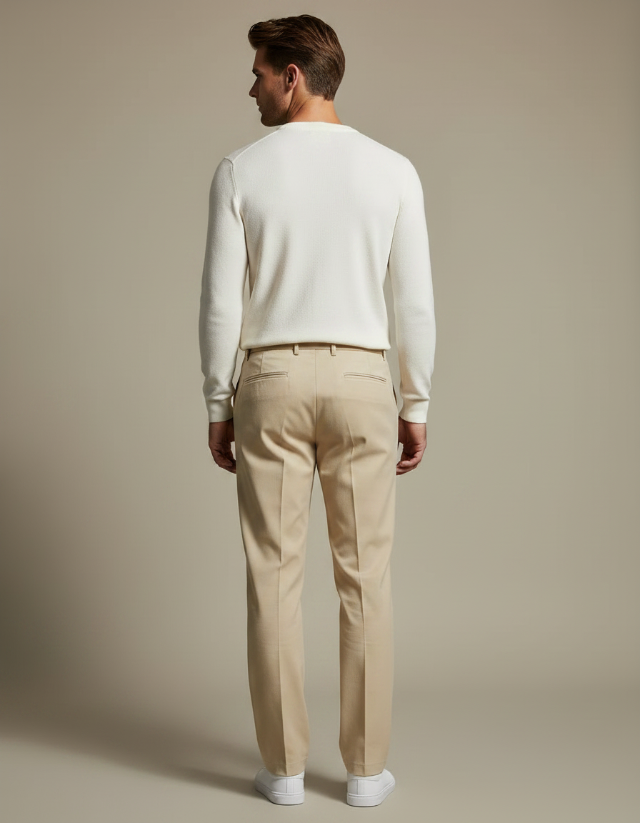 Pantalon Chino Beige Droit Décontracté Cordon Homme - Gabardine - vue 2