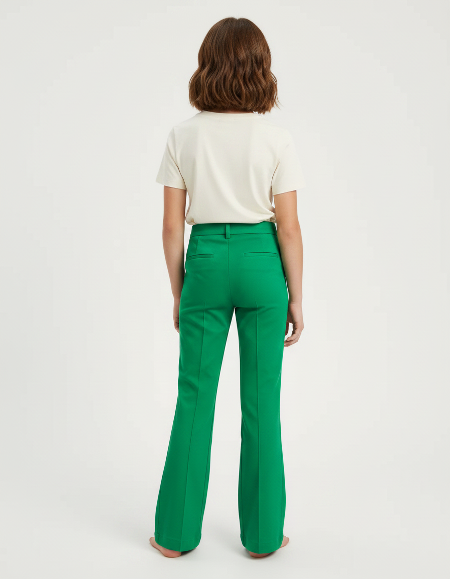 Pantalon Chino Vert Émeraude Évasé Élégant Femme - Polyester - vue 2