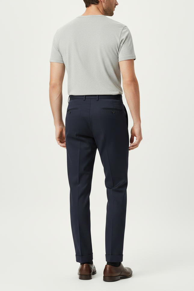 Pantalon Chino Marine Plissé Coton Élégant Homme - vue 2