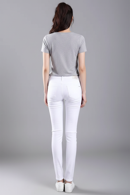 Pantalon Chino Blanc Skinny Stretch Femme Confortable - Jean - vue 2