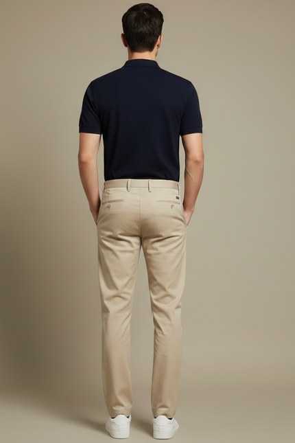 Pantalon Chino Beige Slim Décontracté Coton Homme - vue 2