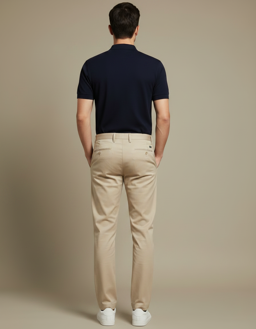 Pantalon Chino Beige Slim Décontracté Coton Homme - vue 2