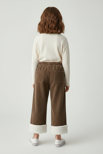 Pantalon Chino Marron Côtelé Doublé Sherpa Enfant - Cordé - vue 2