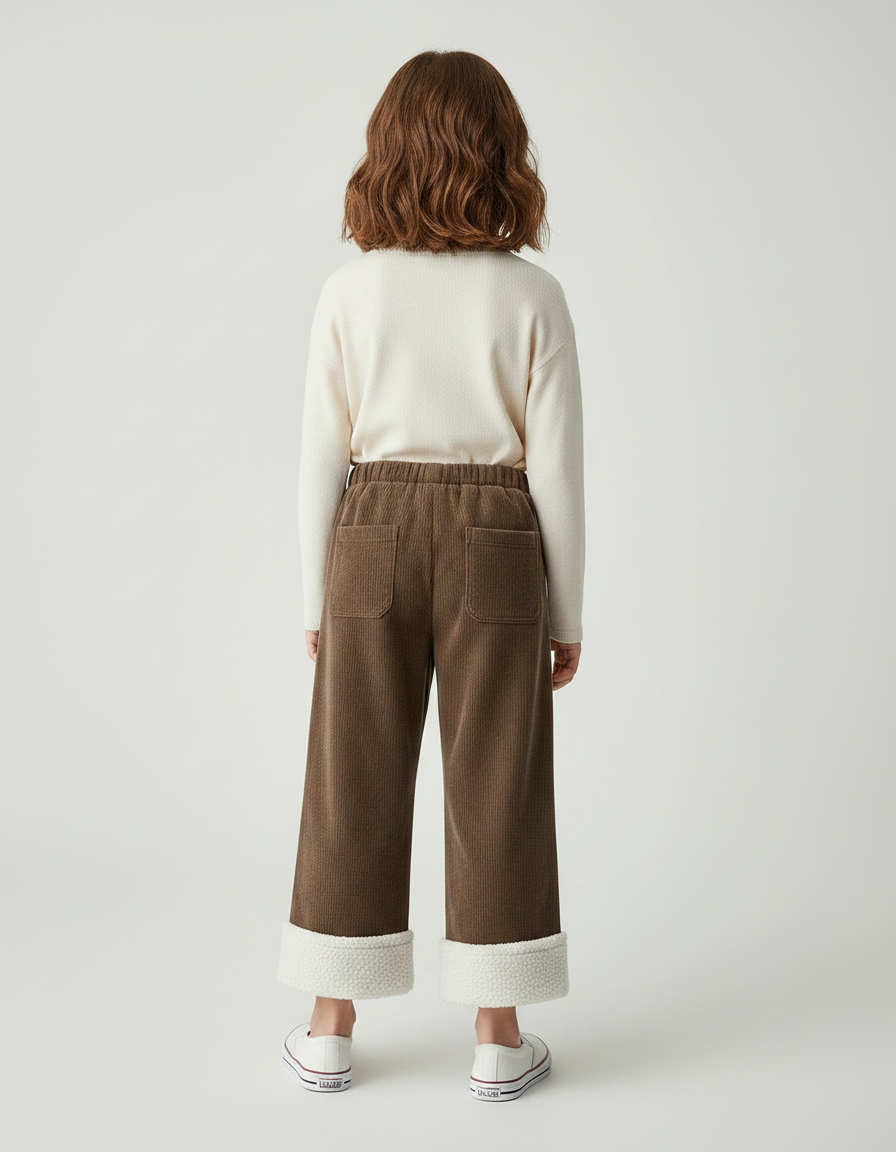 Pantalon Chino Marron Côtelé Doublé Sherpa Enfant - Cordé - vue 2