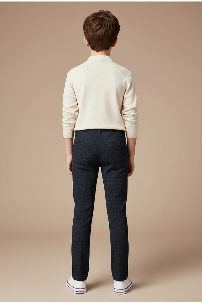Pantalon Chino Bleu Marine Coton Slim Garçon Élégant - vue 2