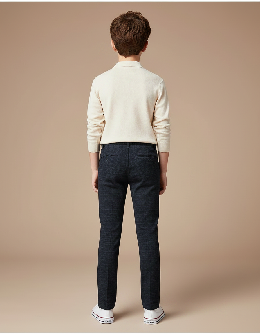 Pantalon Chino Bleu Marine Coton Slim Garçon Élégant - vue 2