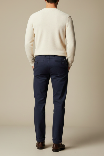 Pantalon Chino Marine Coton Ample Décontracté Homme - vue 2