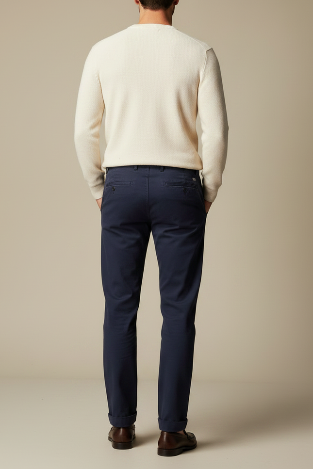 Pantalon Chino Marine Coton Ample Décontracté Homme - vue 2