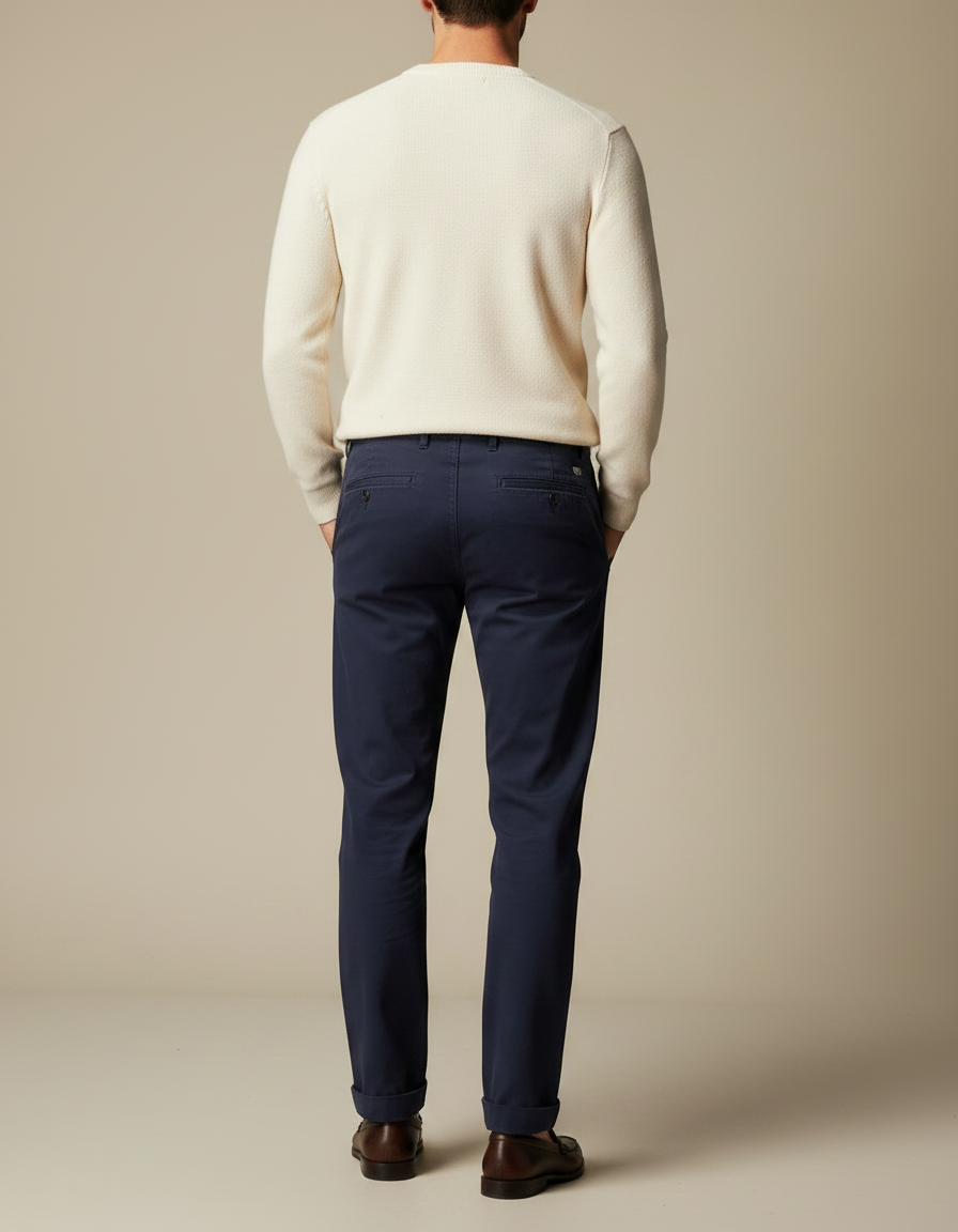 Pantalon Chino Marine Coton Ample Décontracté Homme - vue 2