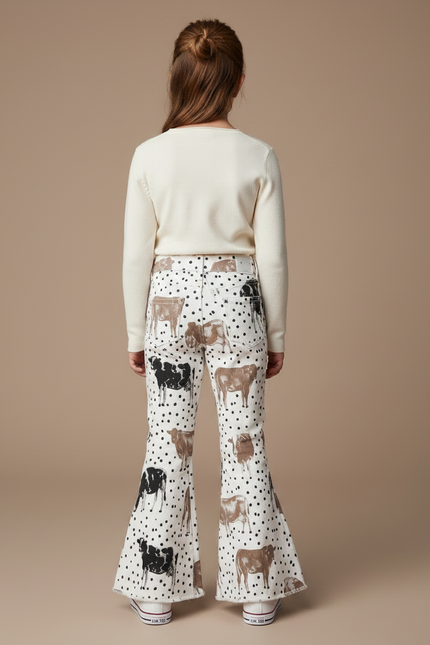 Pantalon Chino Blanc Évasé Motif Vache Enfant - Coton - vue 2