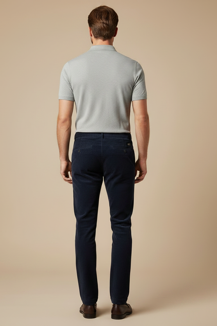 Pantalon Chino Bleu Marine Côtelé Slim Homme - Cordé - vue 2