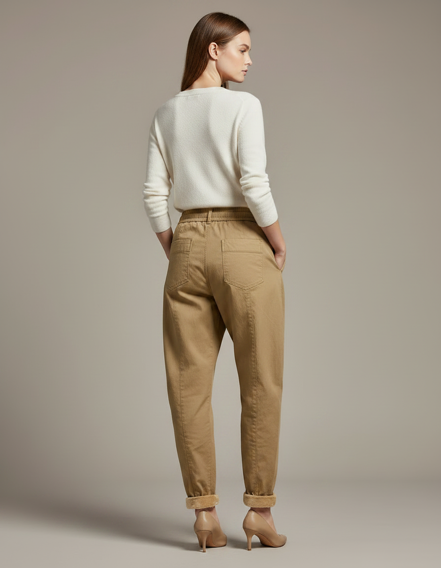 Pantalon Chino Kaki Confortable Ample Décontracté Cordon - Gabardine - vue 2