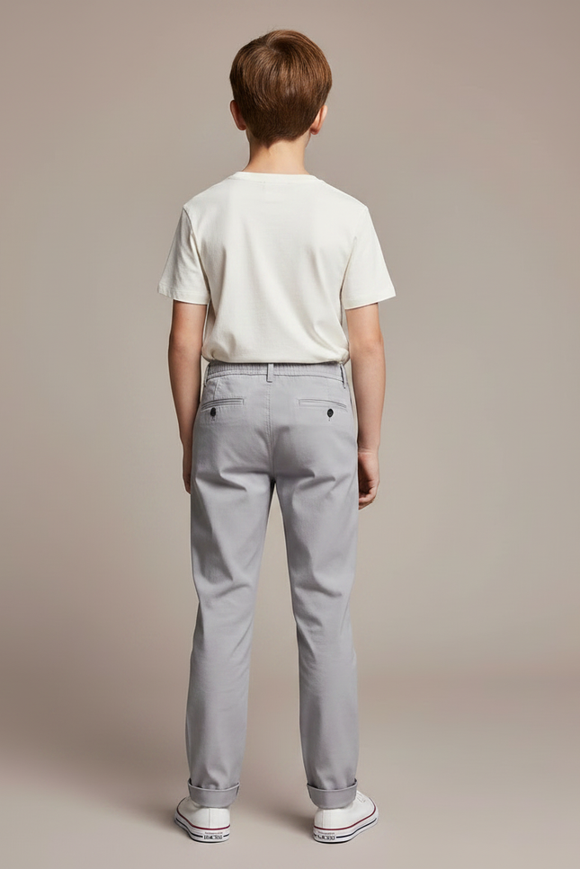 Pantalon Chino Gris Coton Stretch Enfant Décontracté - vue 2