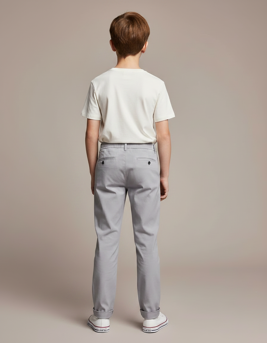 Pantalon Chino Gris Coton Stretch Enfant Décontracté - vue 2