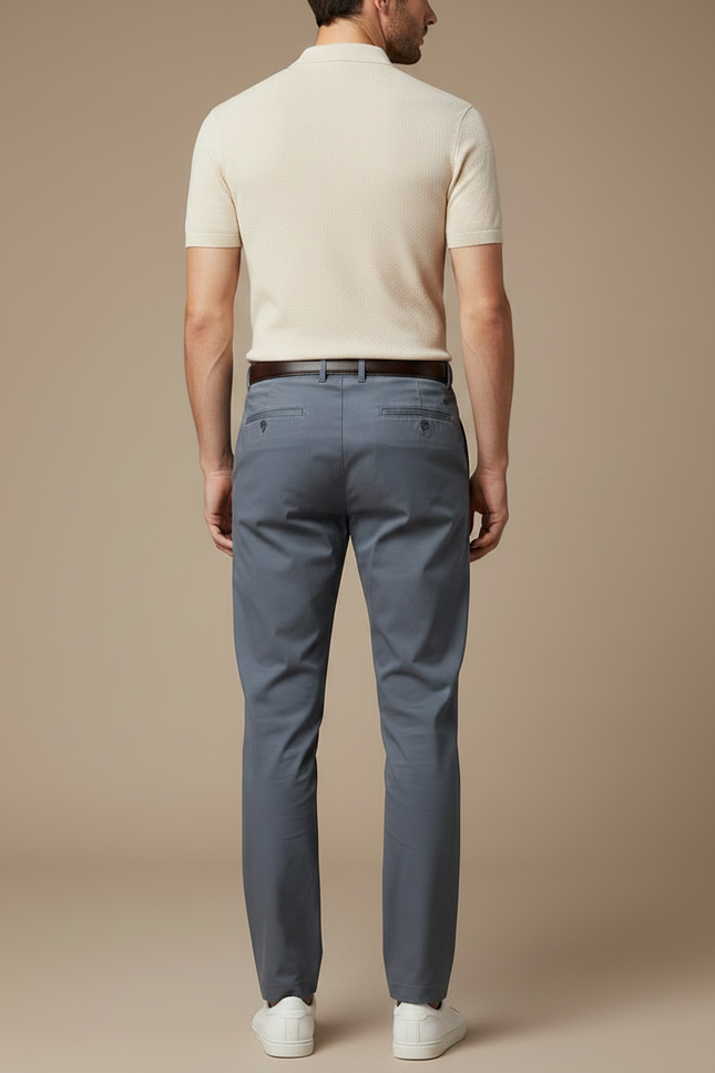 Pantalon Bleu Chino Homme - Gabardine - vue 2