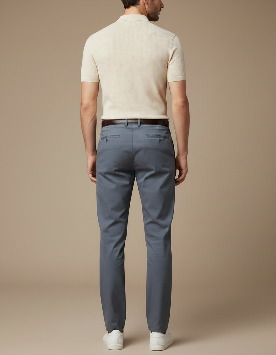 Pantalon Bleu Chino Homme - Gabardine - vue 2