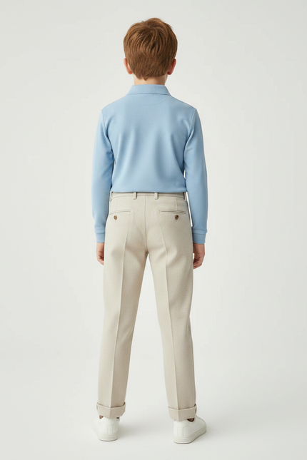 Pantalon Chino Beige Clair Droit Décontracté Garçon - Gabardine - vue 2