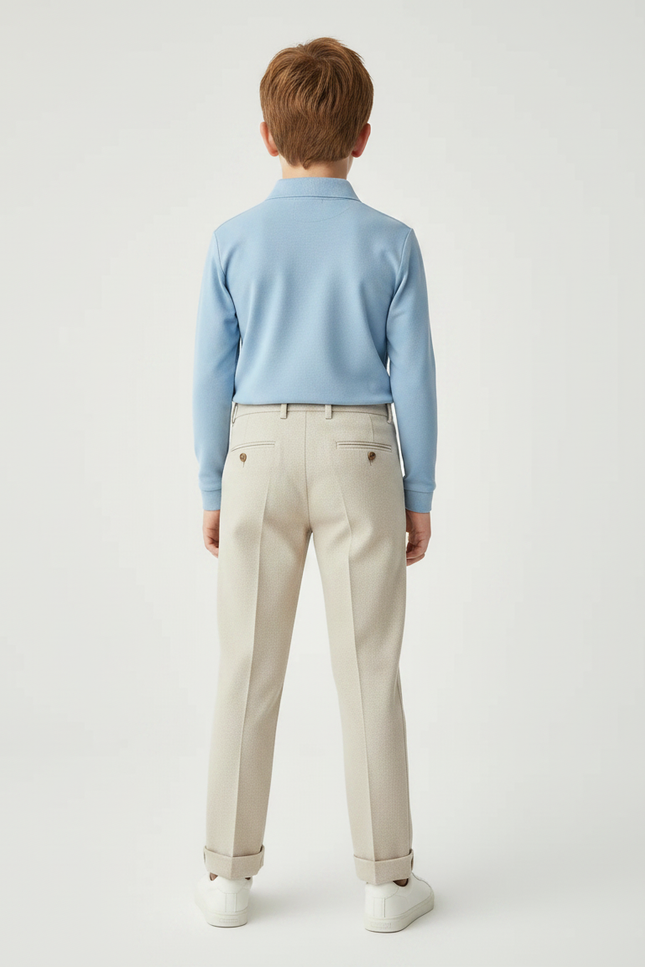 Pantalon Chino Beige Clair Droit Décontracté Garçon - Gabardine - vue 2