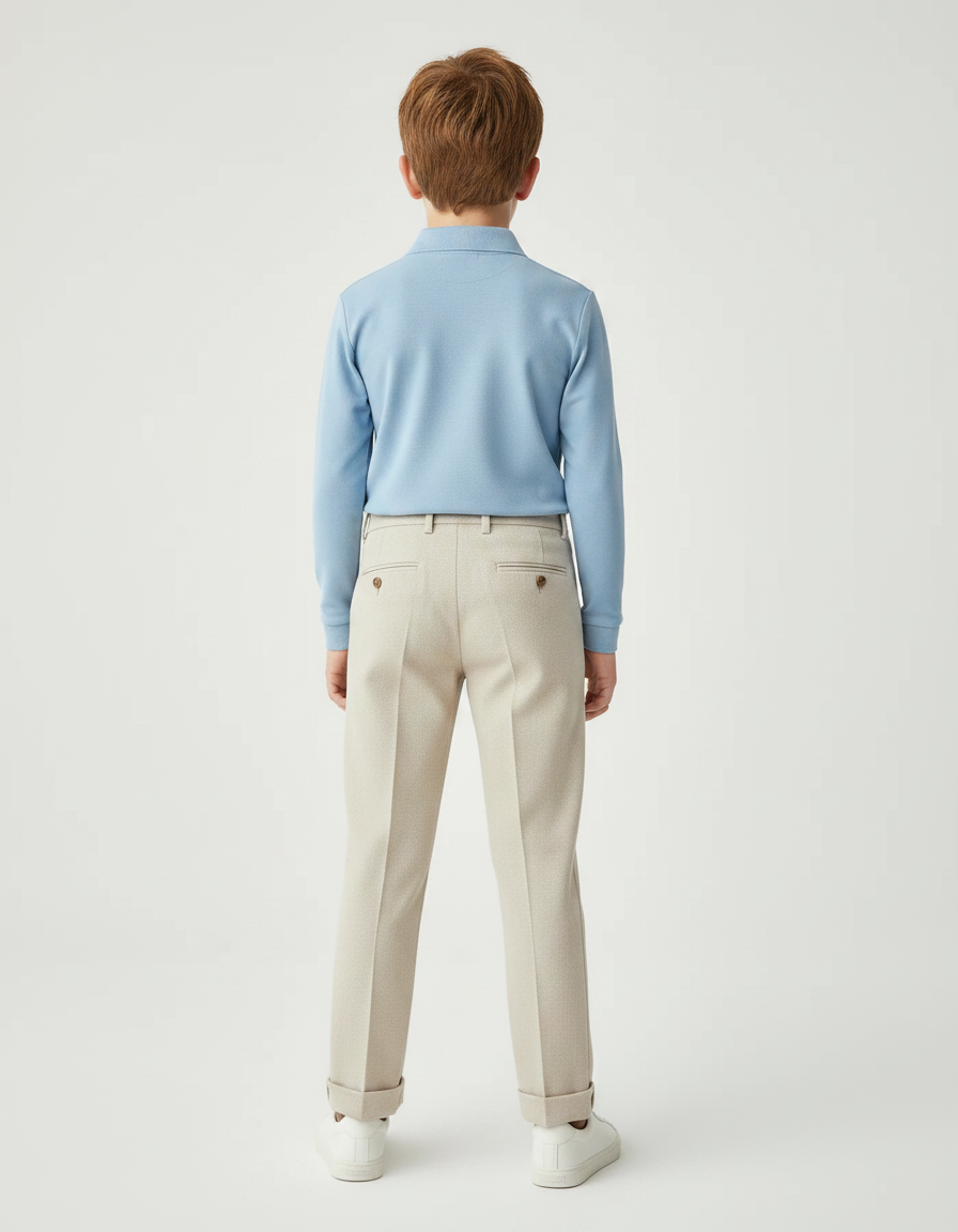 Pantalon Chino Beige Clair Droit Décontracté Garçon - Gabardine - vue 2