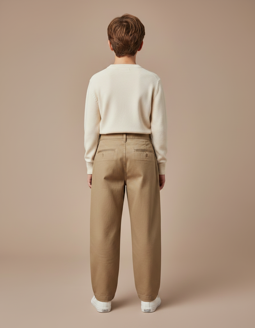 Pantalon Chino Beige Ample Coton Enfant - vue 2