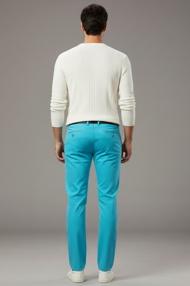Pantalon Chino Bleu Ciel Coton Stretch Slim Homme - vue 2