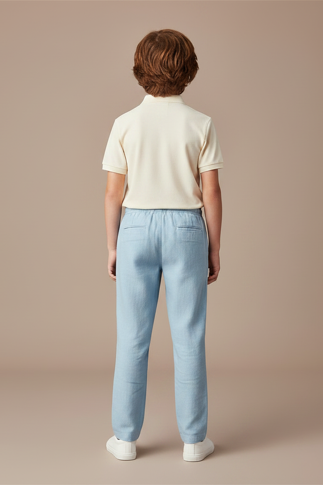 Pantalon Chino Bleu Ciel Ample Lin Enfant - vue 2