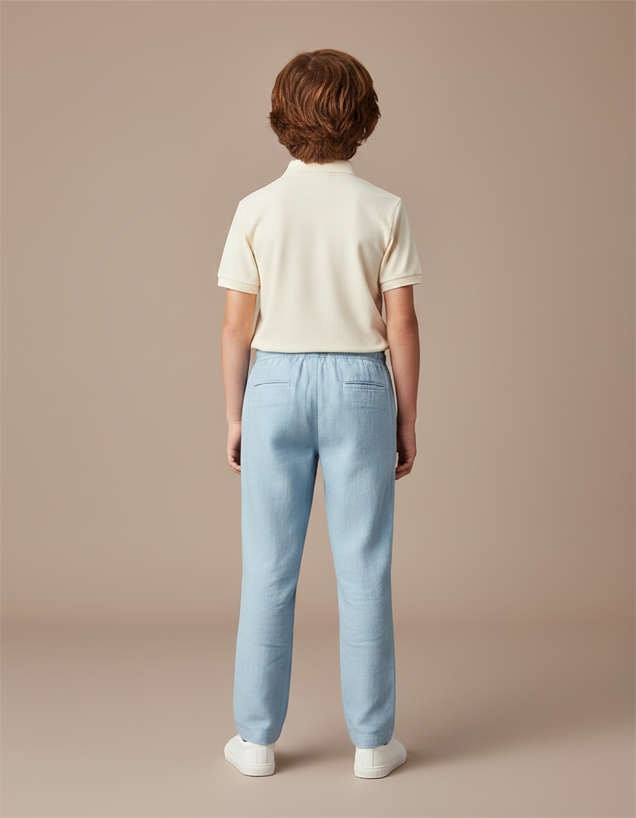 Pantalon Chino Bleu Ciel Ample Lin Enfant - vue 2