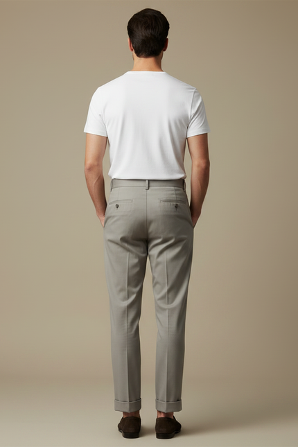 Pantalon Chino Homme Gris Tapered Coton Chic - Gabardine - vue 2