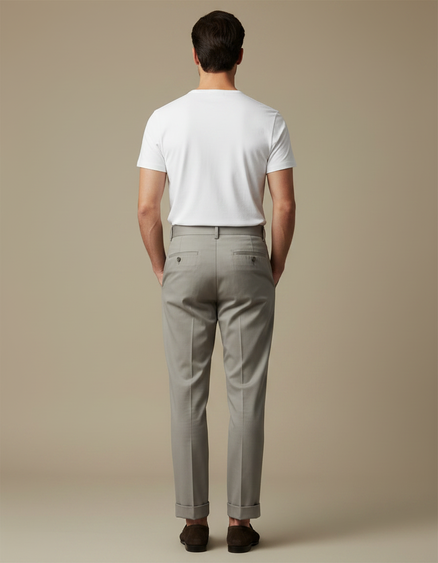 Pantalon Chino Homme Gris Tapered Coton Chic - Gabardine - vue 2