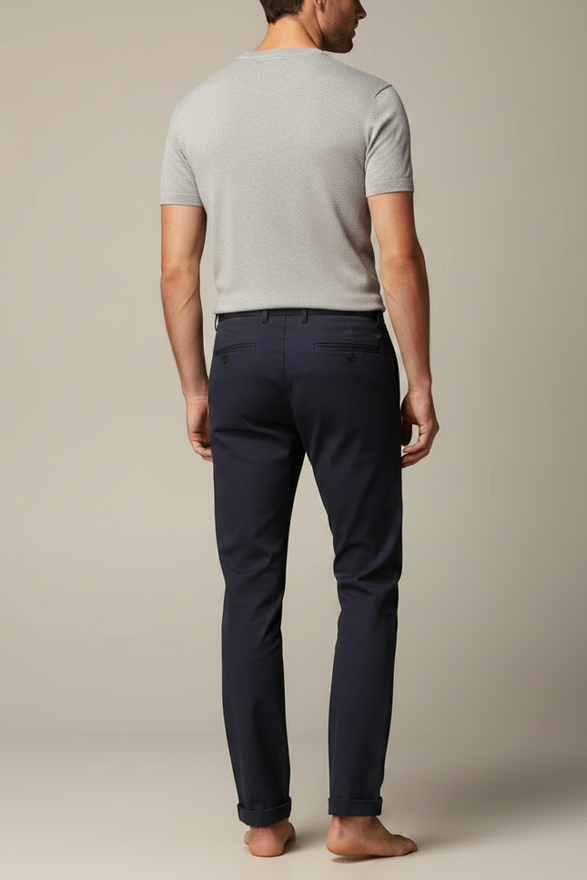 Pantalon Chino Bleu Marine Slim Coton Élégant Homme - vue 2