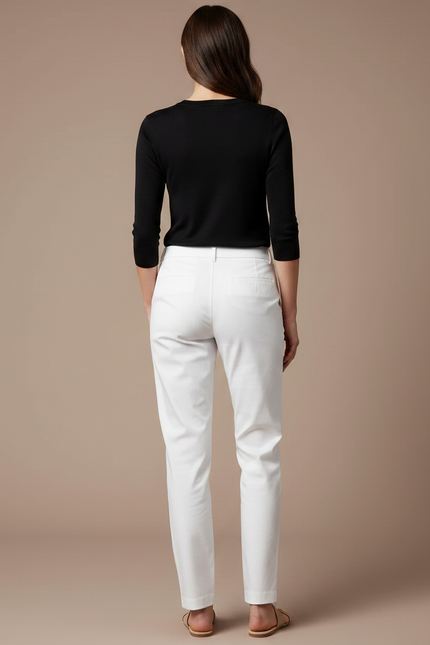 Pantalon Chino Blanc Coupe Droite Casual Femme - Coton - vue 2
