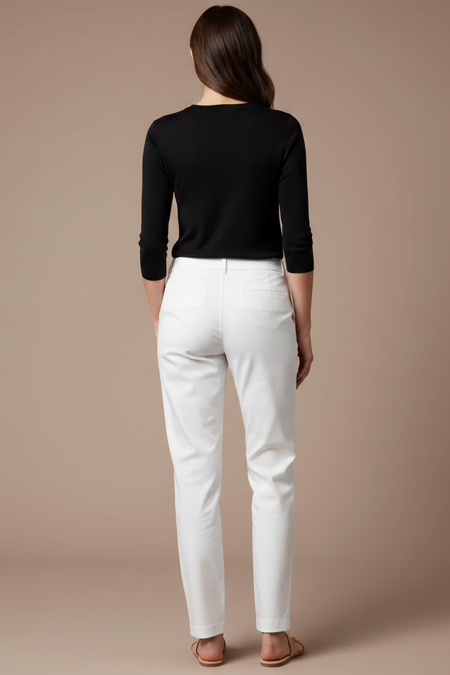 Pantalon Chino Blanc Coupe Droite Casual Femme - Coton - vue 2